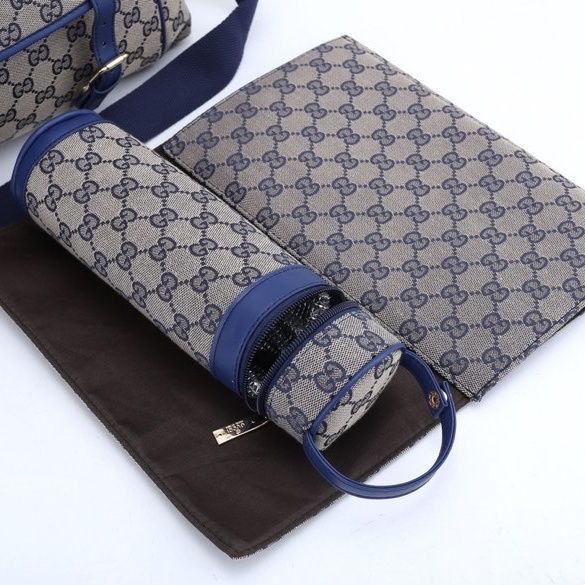 Canvas and split leather baby diaper bag + nursing bottle bag+ cushion, AAA, no box,diaper bag size  42x31x14cm,B98-34