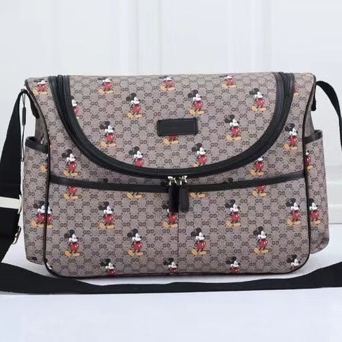 Canvas and split leather baby diaper bag + nursing bottle bag+ cushion, AAA, no box,diaper bag size  40x30x14cm,B98-26