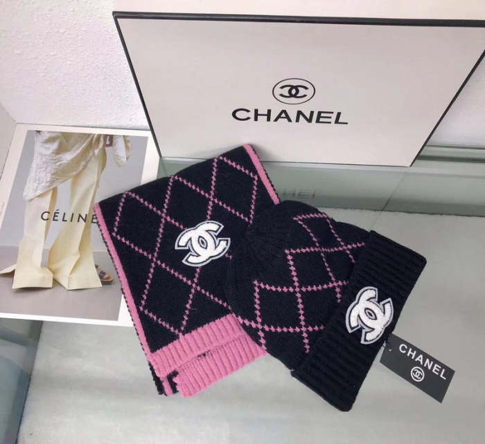 cashmere cotton scarf and hat ,no box. HX68-1-4