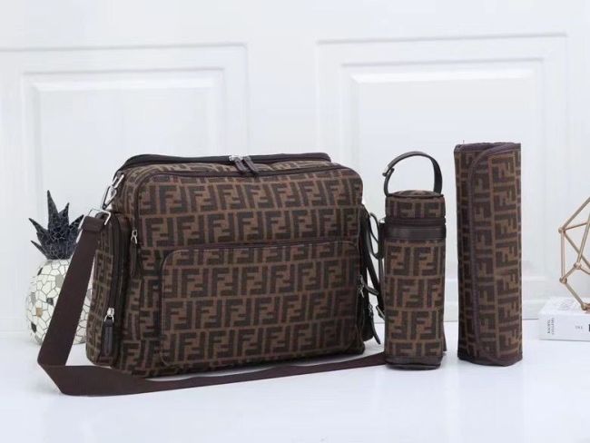 Canvas and split leather baby diaper bag + nursing bottle bag+ cushion, AAA, no box,diaper bag size  44x31x14cm,B98-49