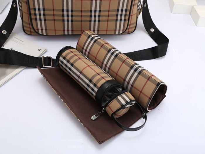 Canvas and split leather baby diaper bag + nursing bottle bag+ cushion, AAA, no box,diaper bag size  35x28x13cm,B98-48