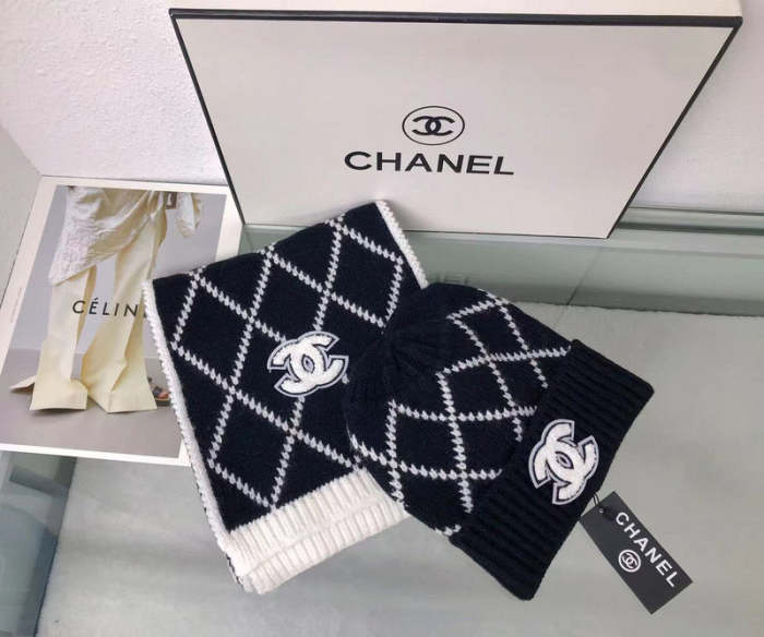 cashmere cotton scarf and hat ,no box. HX68-1-4