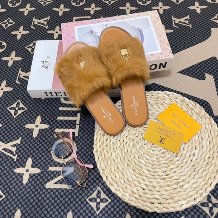 Women fur flat slipper shoes,size 34-43, SS50-1134-1139