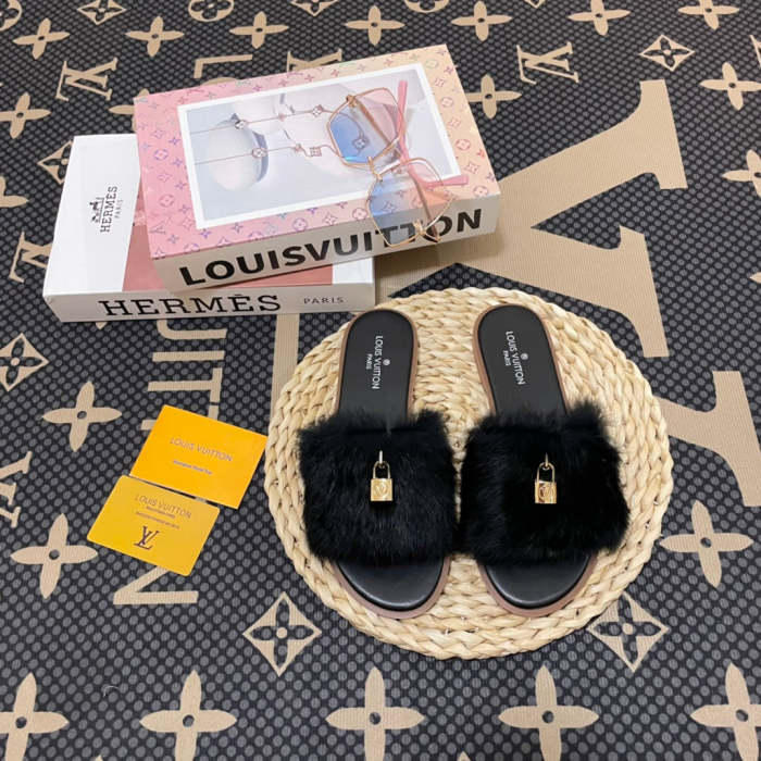 Women fur flat slipper shoes,size 34-43, SS50-1134-1139