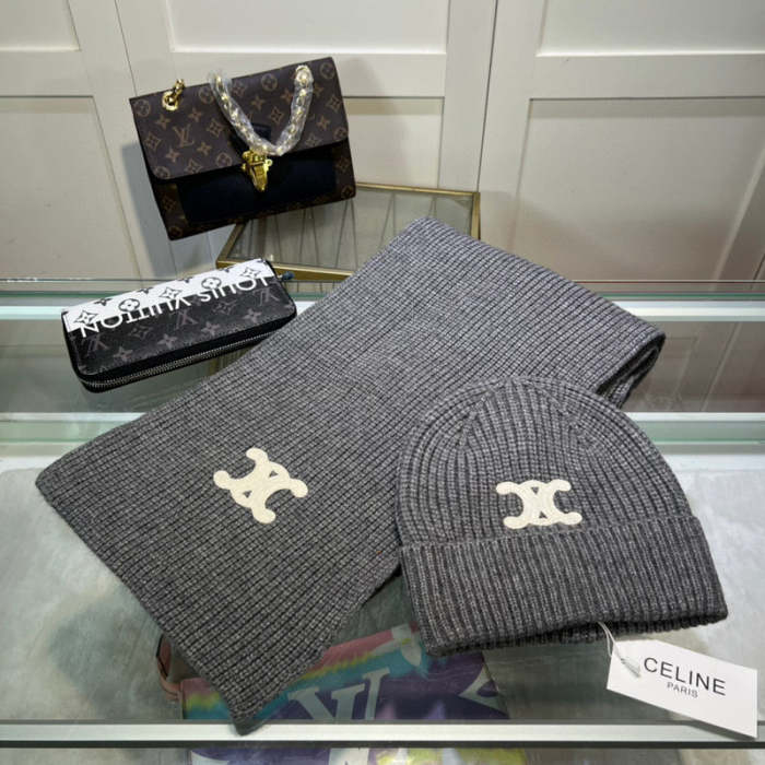 cashmere cotton scarf and hat ,no box. HX68-11-16