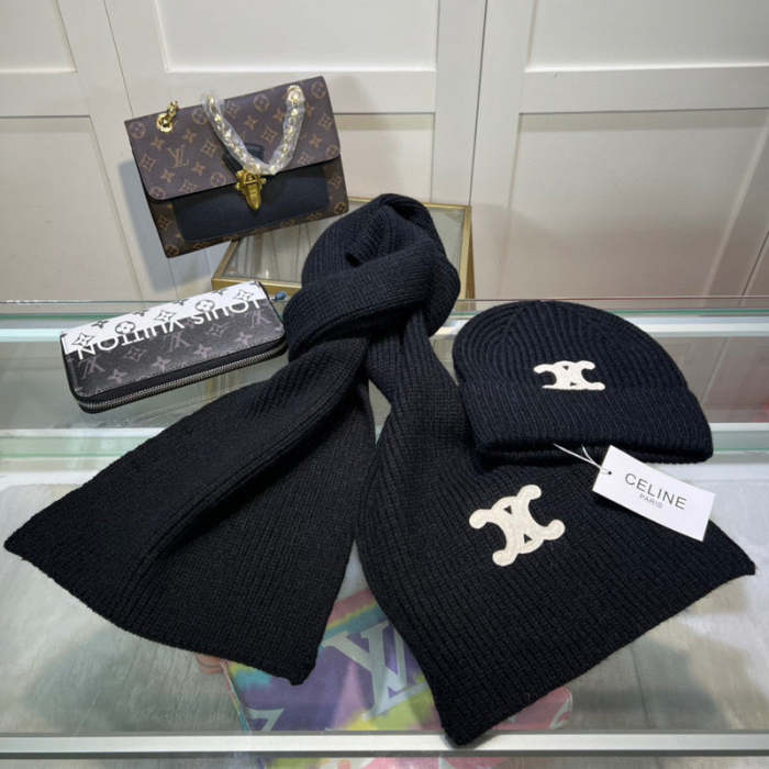 cashmere cotton scarf and hat ,no box. HX68-11-16