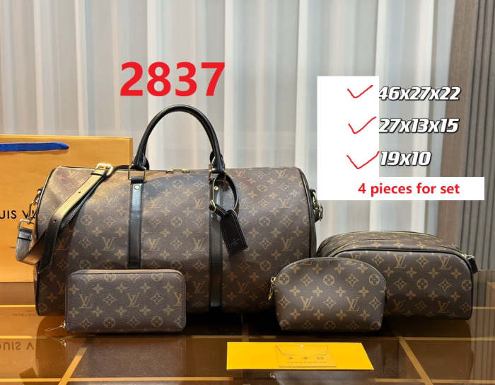 Split leather bag ,3A, size 46x27x22cm, 27x13x15cm, 19x10cm, 4 pieces for set, no box, B75-2837
