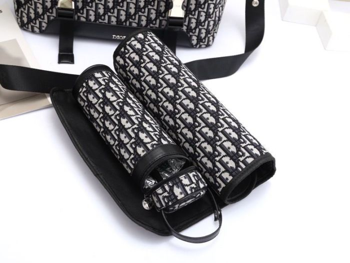 Canvas and split leather baby diaper bag + nursing bottle bag+ cushion, AAA, no box,diaper bag size  40x30x15cm,B98-41