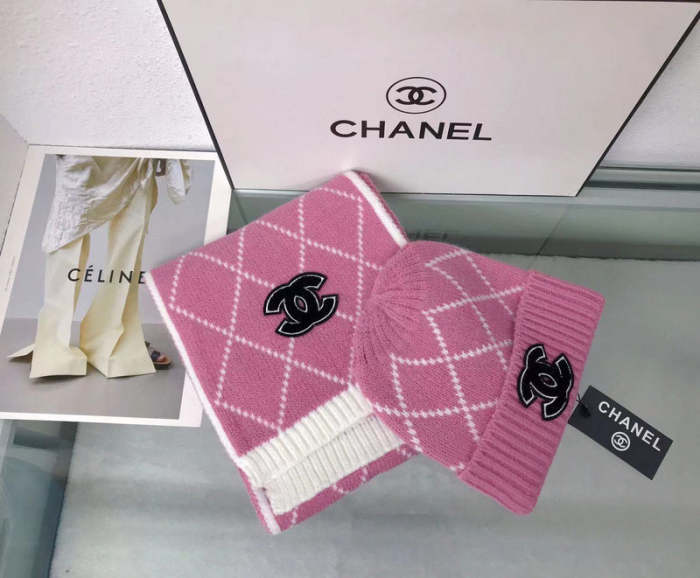 cashmere cotton scarf and hat ,no box. HX68-1-4