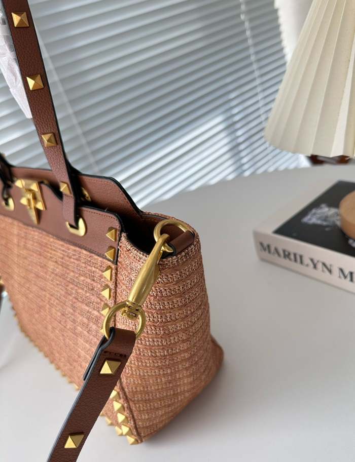 Straw and split leather bag ,4A,size 29x22cm, no box, B88-1714-1717