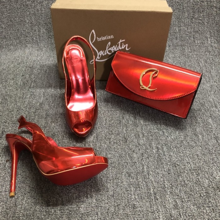Top quality, real lether, women high heel sandals shoes + cross shoulder bag set,  shoes size 35-43,heel 12cm, bag size 22x12x5.5cm, with box, B300-1