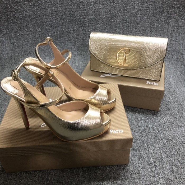 Top quality, real lether, women high heel sandals shoes + cross shoulder bag set,  shoes size 35-43,heel 12cm, bag size 22x12x5.5cm, with box, B300-7