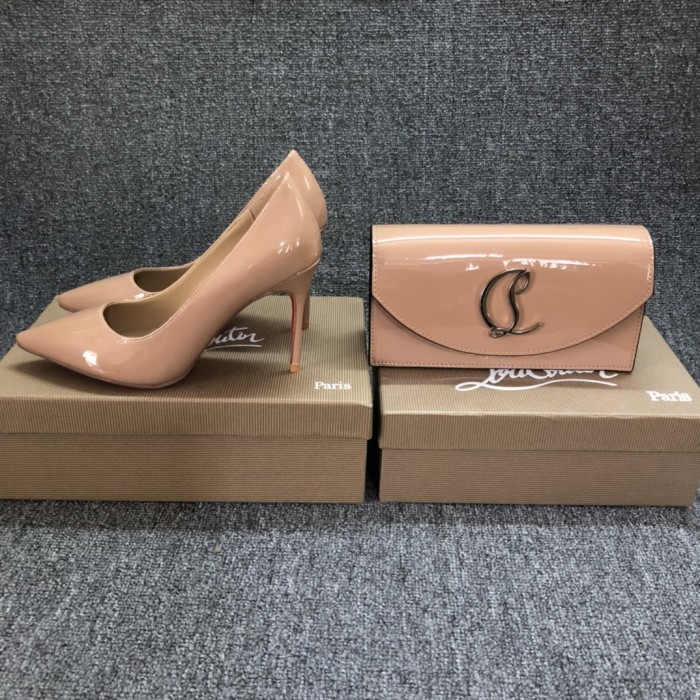 Top quality, real lether, women heel  shoes + cross shoulder bag set,  shoes size 35-43,heel 8/10/12cm, bag size 22x12x5.5cm, with box, B300-12
