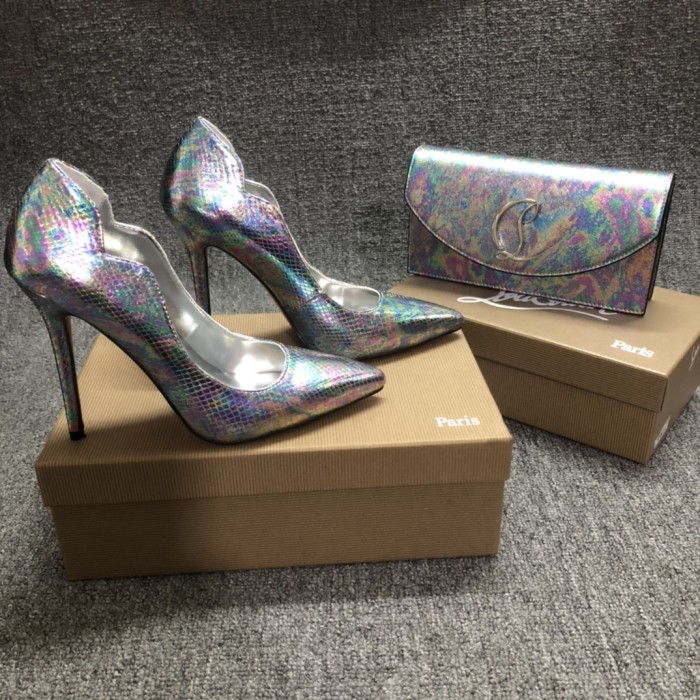 Top quality, real lether, women heel  shoes + cross shoulder bag set,  shoes size 35-43,heel 6/8/10/12cm, bag size 22x12x5.5cm, with box, B300-6