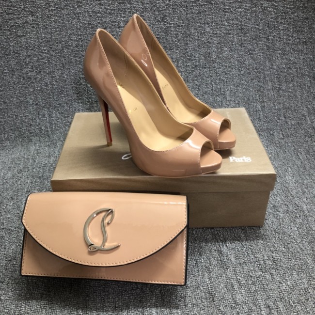 Top quality, real lether, women heel shoes + cross shoulder bag set, shoes size 35-43,heel 12cm, bag size 22x12x5.5cm, with box, B300-10
