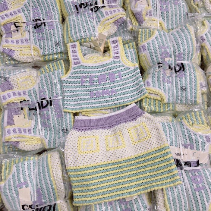Hollow knit suit kids set clothes,  CL68-371