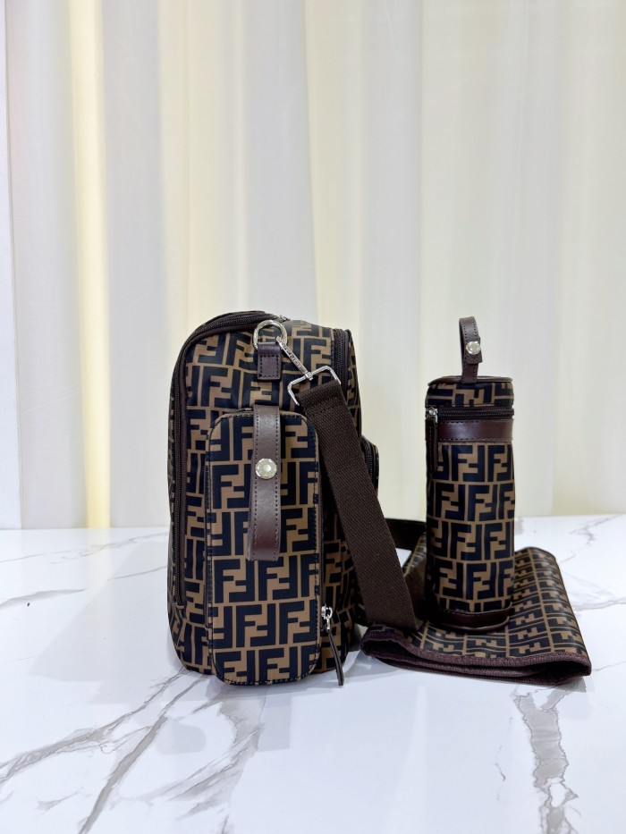 Canvas and split leather baby diaper bag + nursing bottle bag+ cushion, AAA, no box,diaper bag size  44x31x14cm,B98-56