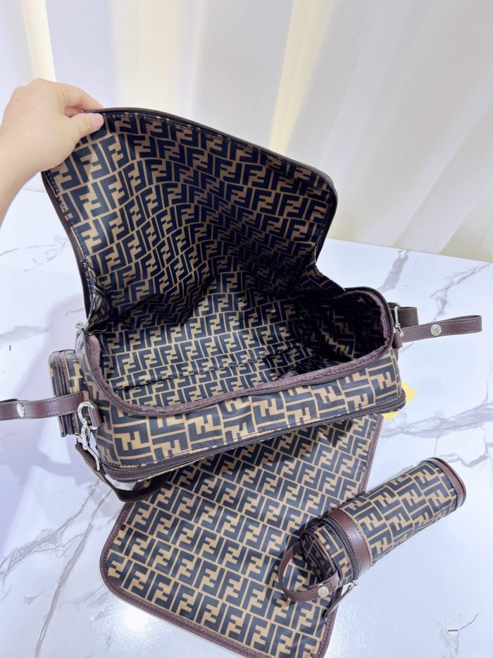 Canvas and split leather baby diaper bag + nursing bottle bag+ cushion, AAA, no box,diaper bag size  44x31x14cm,B98-56