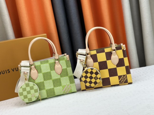 ON THE GO TOTE Canvas leather bag ,5A,size 25X11X19cm, no box, B110-244-245