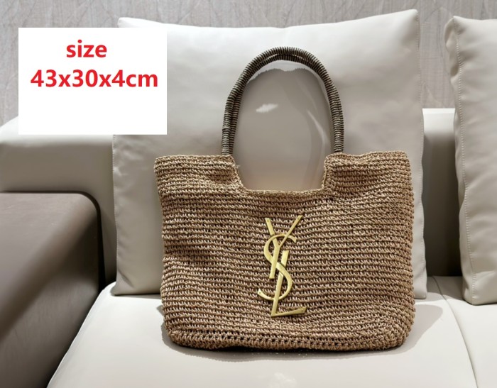 Straw raffia leather bag 3 pieces for set ,3A , size 43x30x4cm and  23X12X5cm and 19x10cm ,no box,  B75-2983