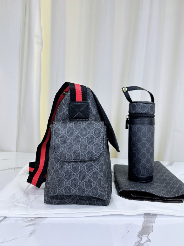 Canvas and split leather baby diaper bag + nursing bottle bag+ cushion, AAA, no box,diaper bag size  40x29x16cm,B98-59