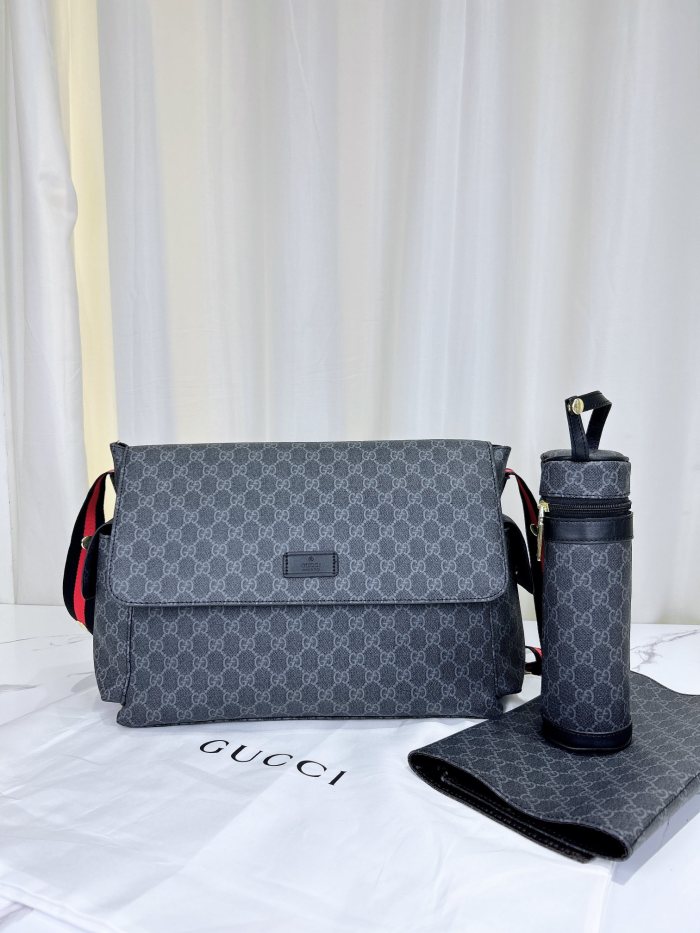 Canvas and split leather baby diaper bag + nursing bottle bag+ cushion, AAA, no box,diaper bag size  40x29x16cm,B98-59