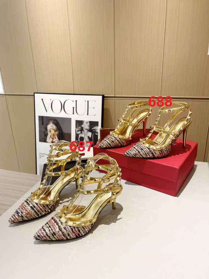 Women leather heel sandal shoes, size 34-42, SS88-687-688
