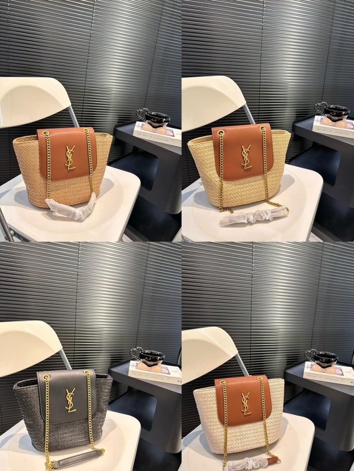 Straw raffia leather bag ,3A , size 22x20cm,no box,  B75-2993-2996