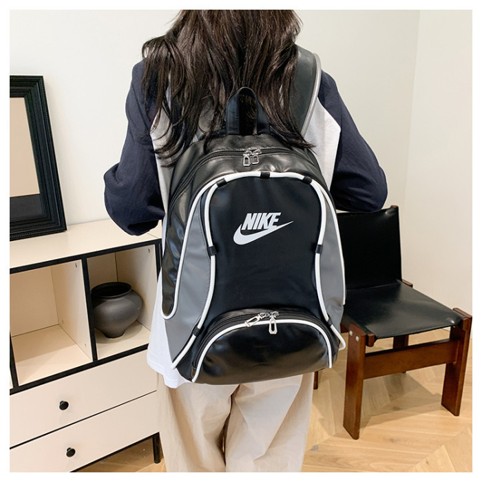 Canvas PU  backpack school bag ,  no box, size 42x30x14cm , B25-258-260