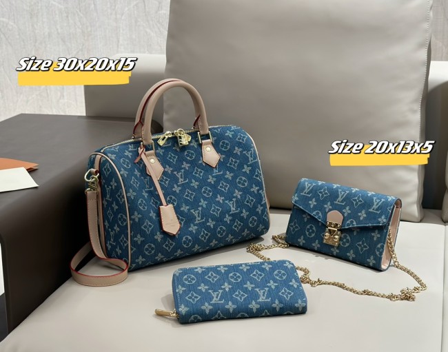 Canvas Split leather bag a set,3A ,no box, B75-30
