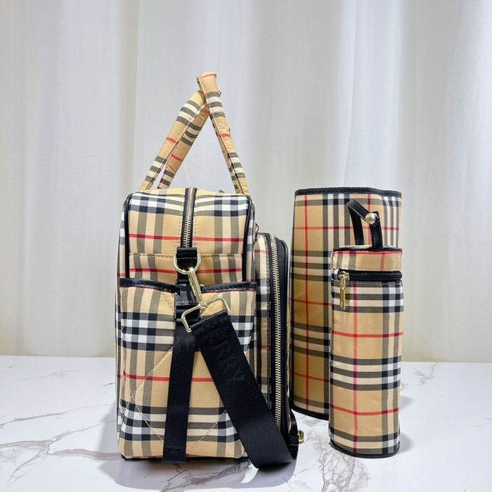 Canvas and split leather baby diaper bag + nursing bottle bag+ cushion, AAA, no box,diaper bag size  40x26x14cm,B98-65-66