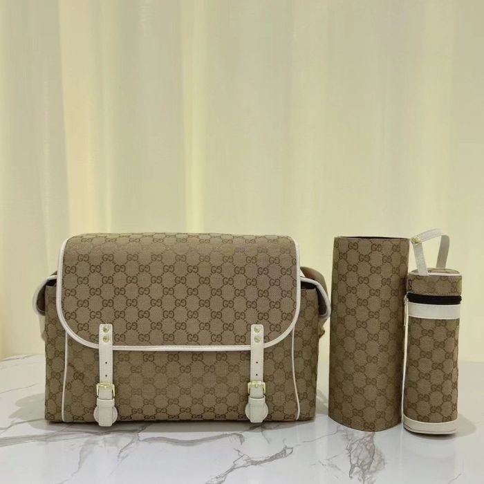 Copy Canvas and split leather baby diaper bag + nursing bottle bag+ cushion, AAA, no box,diaper bag size  40x26x14cm,B98-68