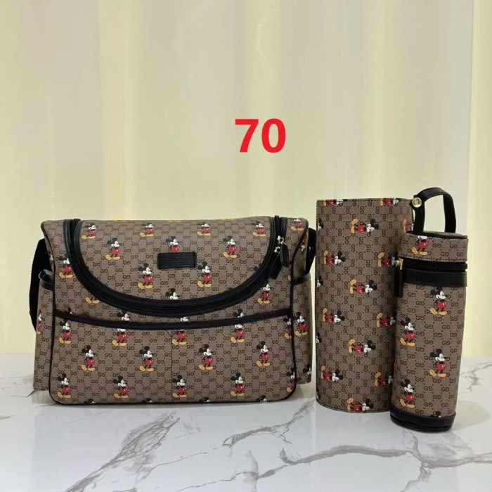 Copy Canvas and split leather baby diaper bag + nursing bottle bag+ cushion, AAA, no box,diaper bag size  40x26x14cm,B98-70