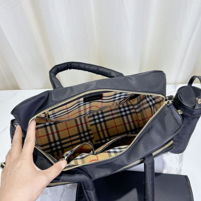 Canvas and split leather baby diaper bag + nursing bottle bag+ cushion, AAA, no box,diaper bag size  40x26x14cm,B98-65-66
