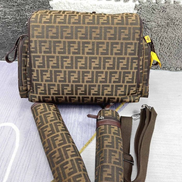 Canvas and split leather baby diaper bag + nursing bottle bag+ cushion, AAA, no box,diaper bag size  40x26x14cm,B98-64