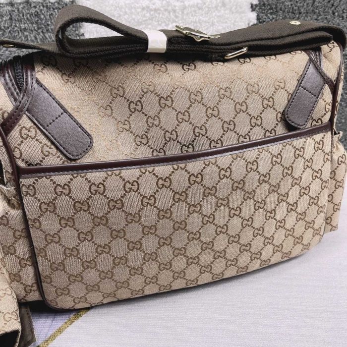 Canvas and split leather baby diaper bag + nursing bottle bag+ cushion, AAA, no box,diaper bag size  40x26x14cm,B98-78-81