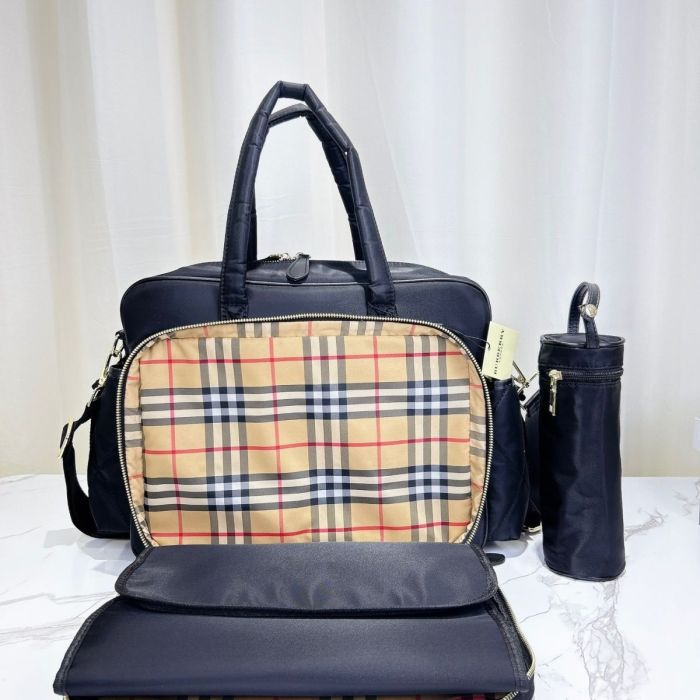Canvas and split leather baby diaper bag + nursing bottle bag+ cushion, AAA, no box,diaper bag size  40x26x14cm,B98-65-66