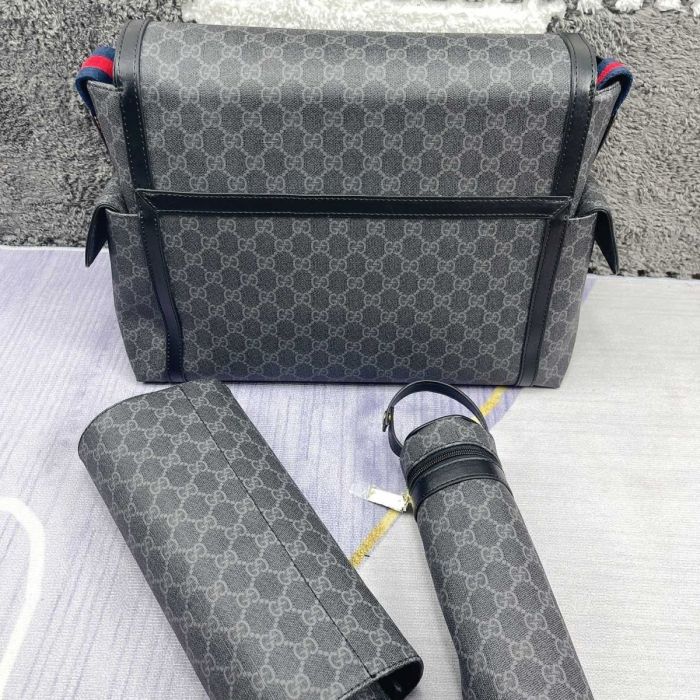 Copy Canvas and split leather baby diaper bag + nursing bottle bag+ cushion, AAA, no box,diaper bag size  40x26x14cm,B98-71