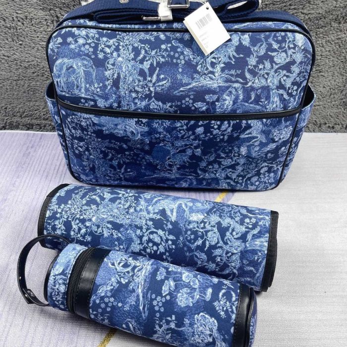 Canvas and split leather baby diaper bag + nursing bottle bag+ cushion, AAA, no box,diaper bag size  40x26x14cm,B98-76