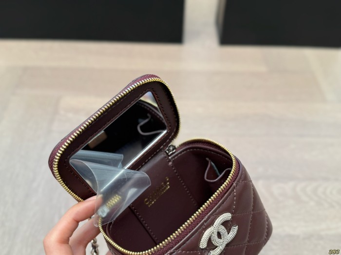 Split leather makeup bag ,4A ,size 10x8cm,no box,  B75-128
