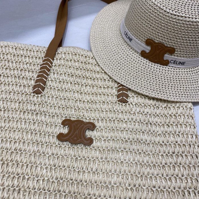 Fashion hat 🏖️➕ straw bag ⛱️ set  ,no box. HX40-35