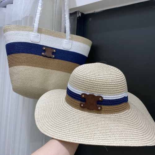 Fashion hat 🏖️➕ straw bag ⛱️ set  ,no box. HX40-46-48