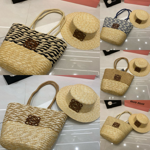Fashion hat 🏖️➕ straw bag ⛱️ set  ,no box. HX40-7-11