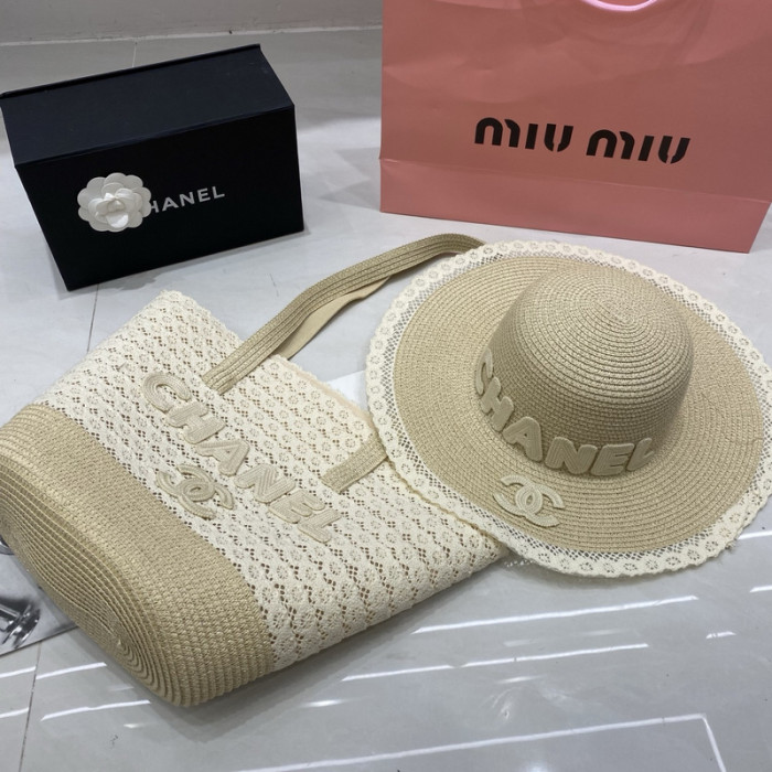 Fashion hat 🏖️➕ straw bag ⛱️ set  ,no box. HX40-53