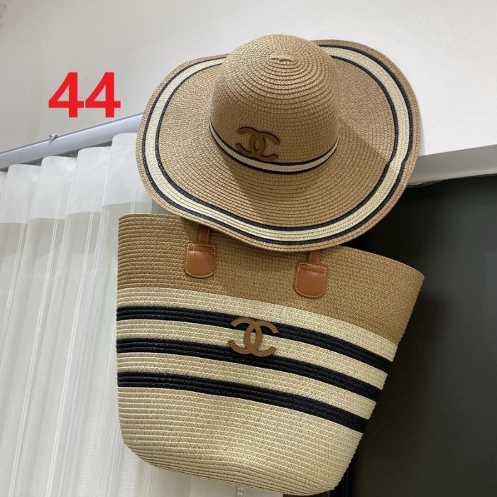 Fashion hat 🏖️➕ straw bag ⛱️ set  ,no box. HX40-43-45
