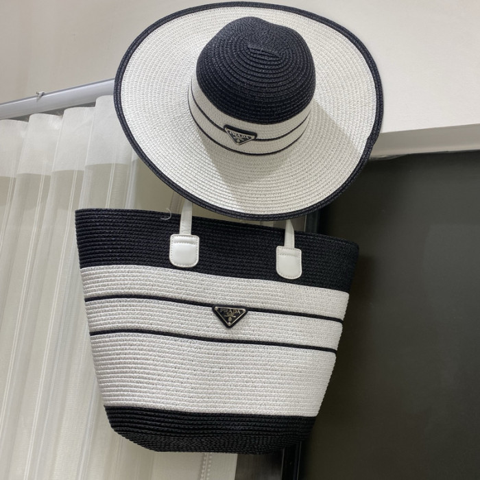 Fashion hat 🏖️➕ straw bag ⛱️ set  ,no box. HX40-58-61
