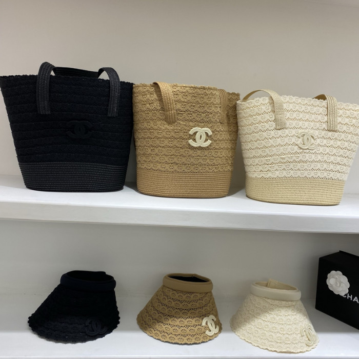 Fashion hat 🏖️➕ straw bag ⛱️ set  ,no box. HX40-54