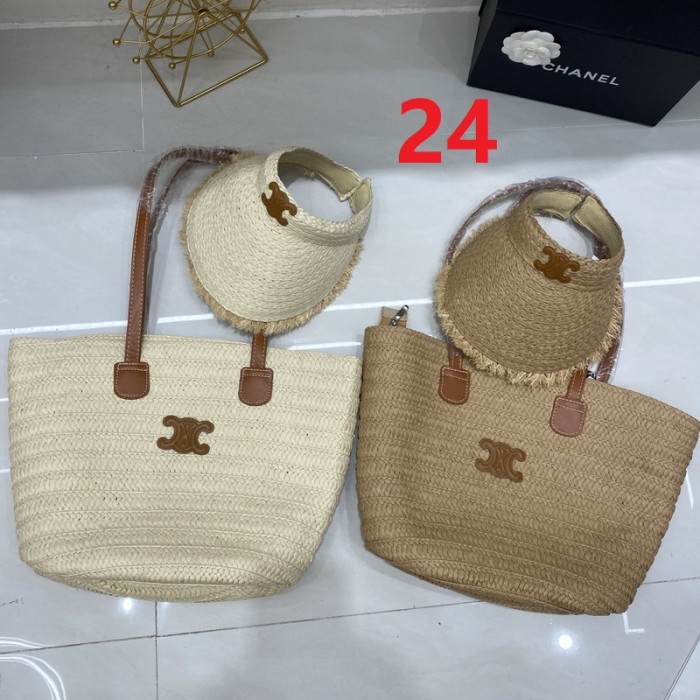 Fashion hat 🏖️➕ straw bag ⛱️ set  ,no box. HX40-24