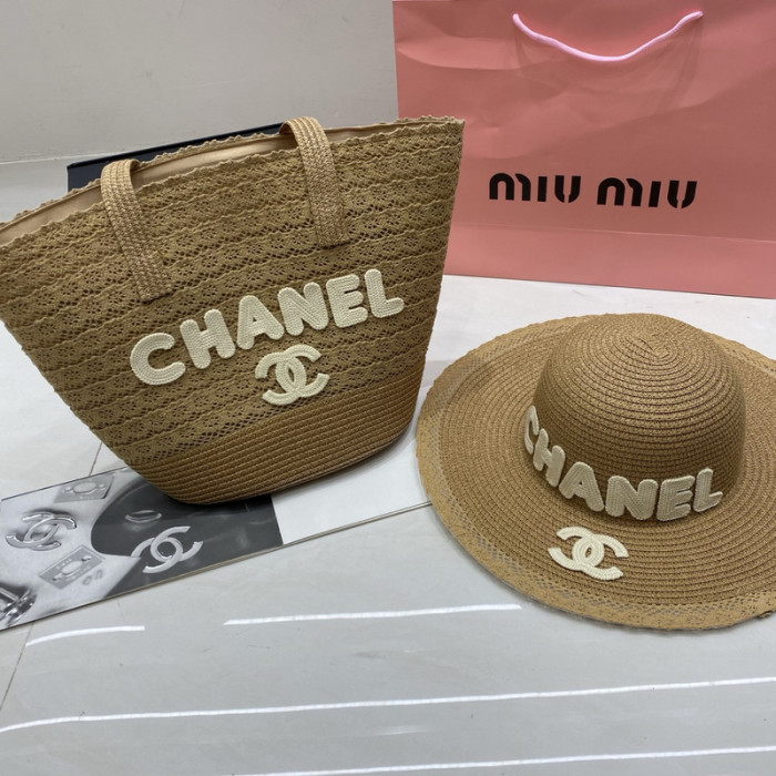 Fashion hat 🏖️➕ straw bag ⛱️ set  ,no box. HX40-53