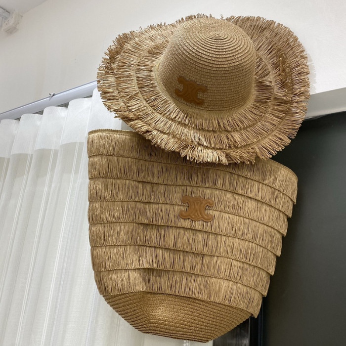 Fashion Tassel hat 🏖️➕ straw bag ⛱️ set  ,no box. HX40-42
